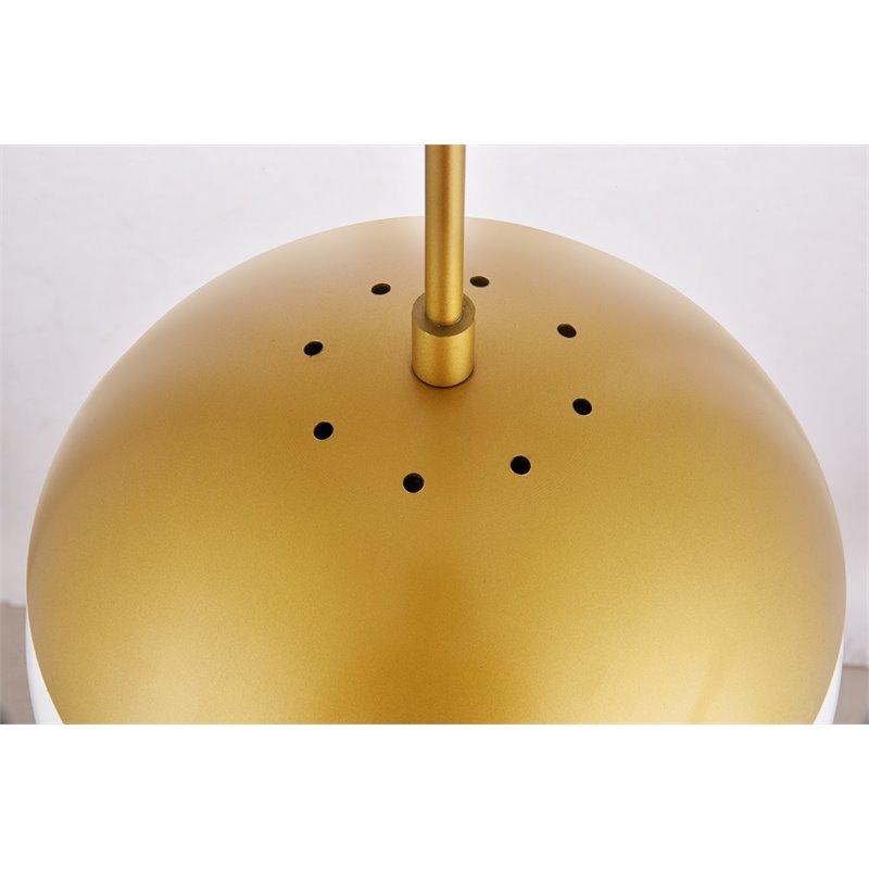 Living District Eclipse 1-Light Mid-Century Metal Pendant in Brass/Frosted White