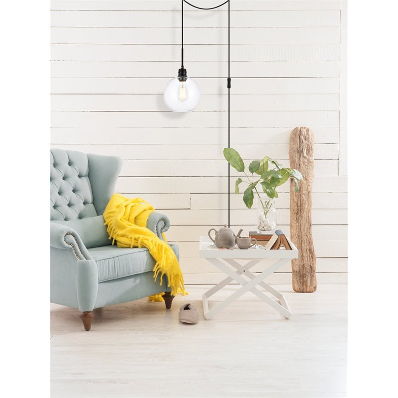Living District Emett 1-Light Mid-Century Metal Pendant in Black