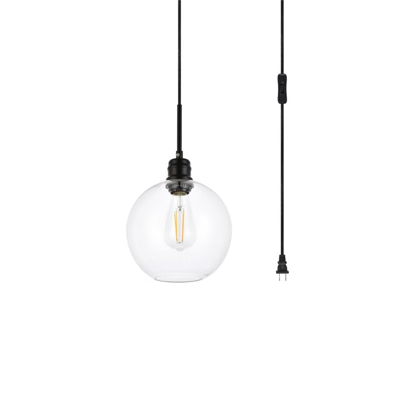 Living District Emett 1-Light Mid-Century Metal Pendant in Black