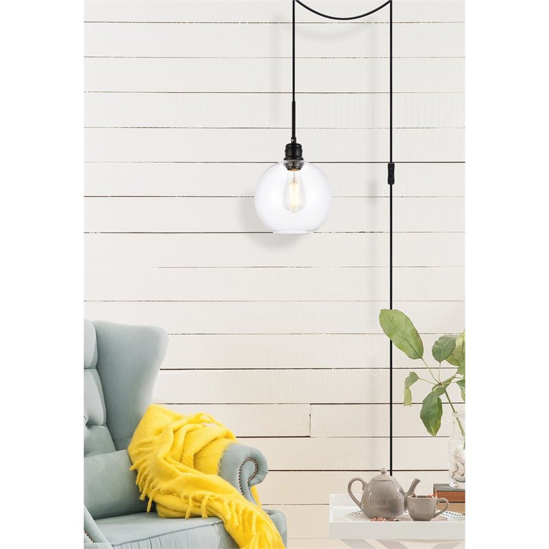 Living District Emett 1-Light Mid-Century Metal Pendant in Black