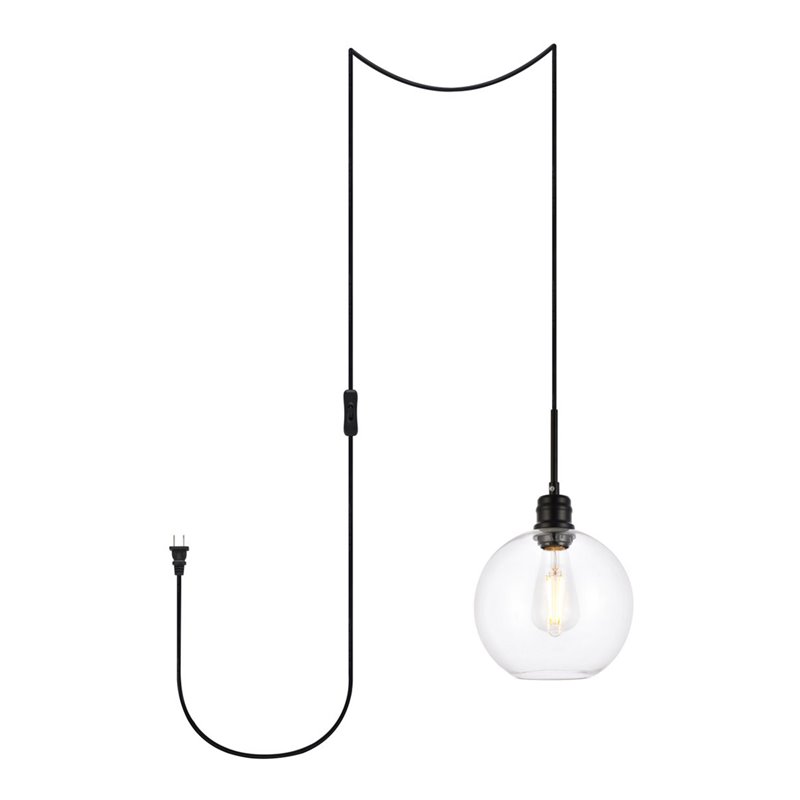 Living District Emett 1-Light Mid-Century Metal Pendant in Black