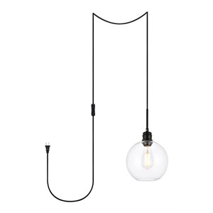 Living District Emett 1-Light Mid-Century Metal Pendant in Black