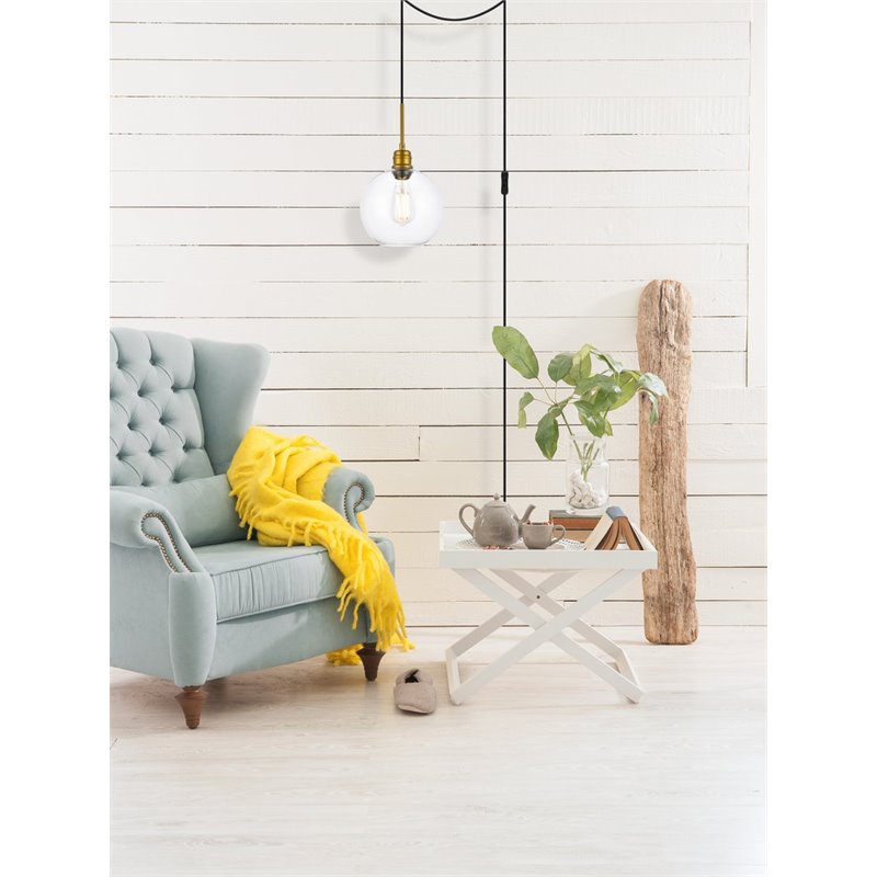 Living District Emett 1-Light Mid-Century Metal Pendant in Brass