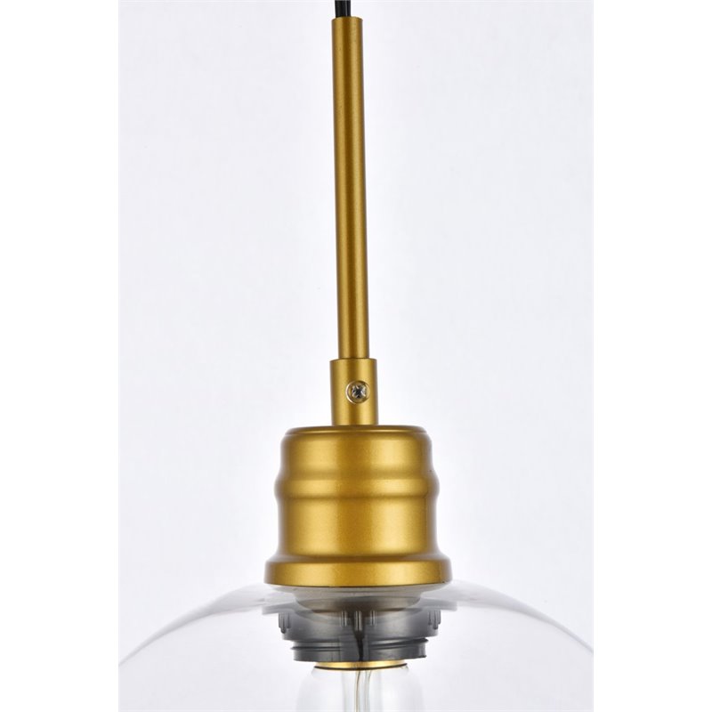 Living District Emett 1-Light Mid-Century Metal Pendant in Brass