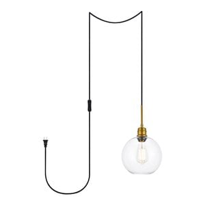 Living District Emett 1-Light Mid-Century Metal Pendant in Brass