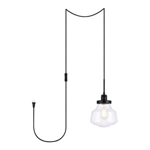 Living District Lyle 1-Light Mid-Century Metal Pendant in Black