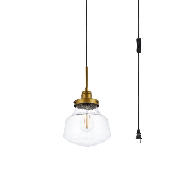 Living District Lye 1-Light Mid-Century Metal Pendant in Brass