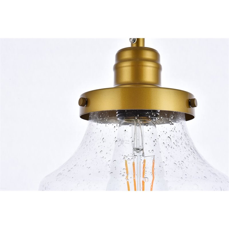 Living District Lye 1-Light Mid-Century Metal Pendant in Brass