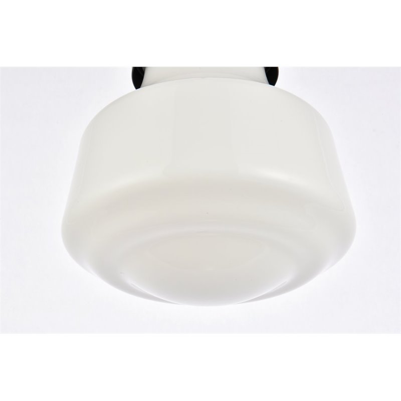 Living District Lye 1-Light Mid-Century Metal Pendant in Black and Frosted White