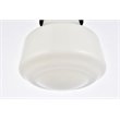 Living District Lye 1-Light Mid-Century Metal Pendant in Black and Frosted White