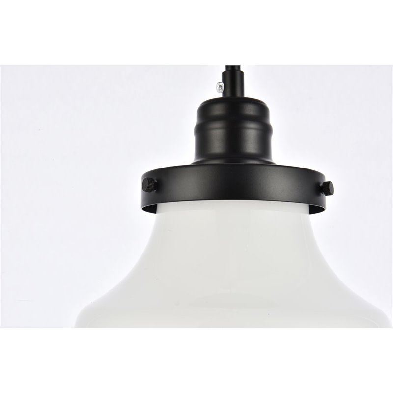 Living District Lye 1-Light Mid-Century Metal Pendant in Black and Frosted White