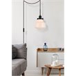 Living District Lye 1-Light Mid-Century Metal Pendant in Black and Frosted White