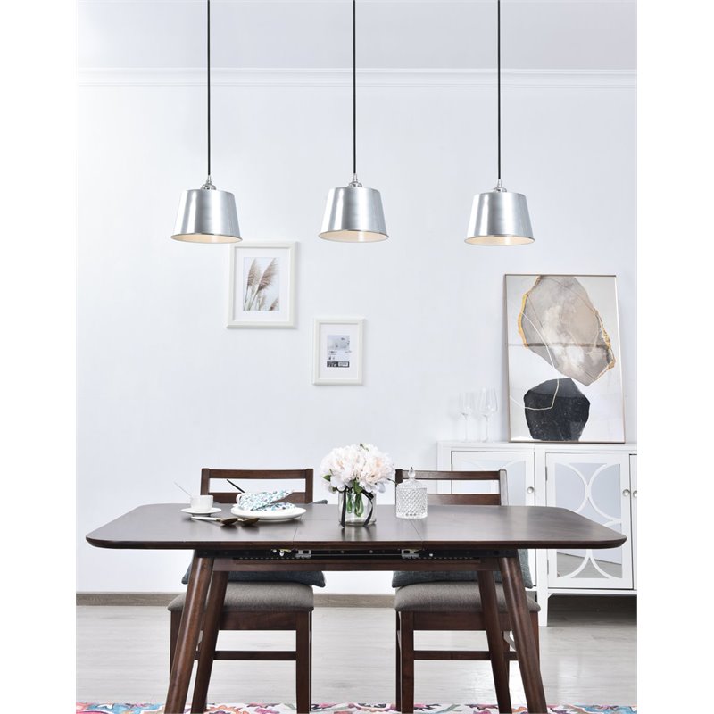 Living District Nota 3-Light Mid-Century Metal Pendant in Chrome