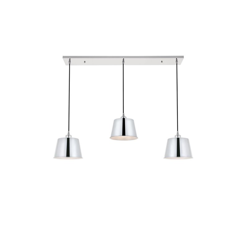 Living District Nota 3-Light Mid-Century Metal Pendant in Chrome