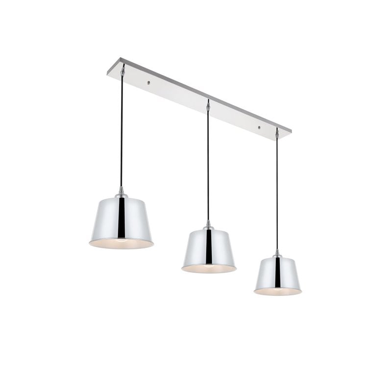 Living District Nota 3-Light Mid-Century Metal Pendant in Chrome