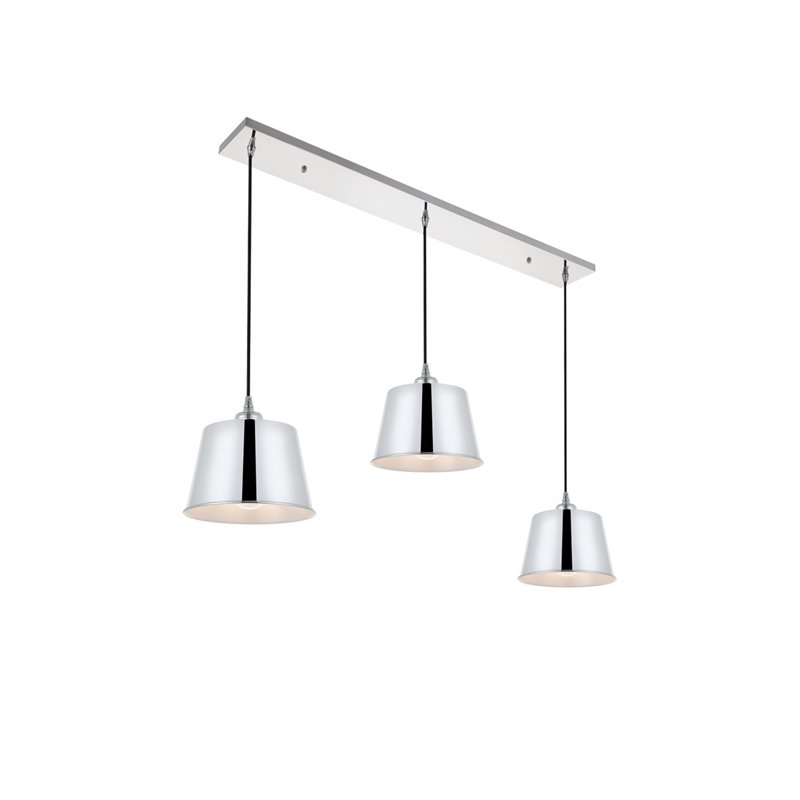 Living District Nota 3-Light Mid-Century Metal Pendant in Chrome