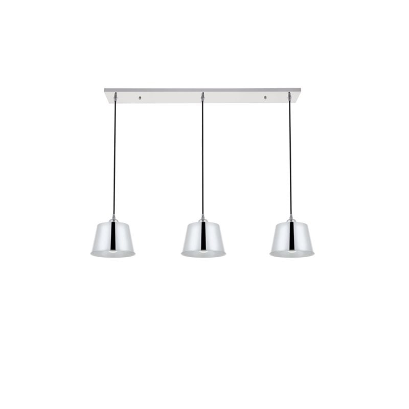 Living District Nota 3-Light Mid-Century Metal Pendant in Chrome
