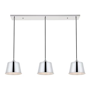 Living District Nota 3-Light Mid-Century Metal Pendant in Chrome
