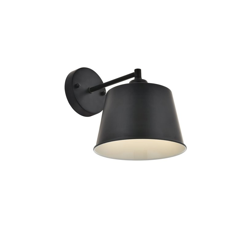 Living District Nota 1-Light Mid-Century Metal Wall Sconce in Black