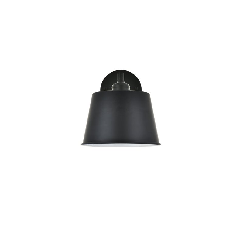 Living District Nota 1-Light Mid-Century Metal Wall Sconce in Black