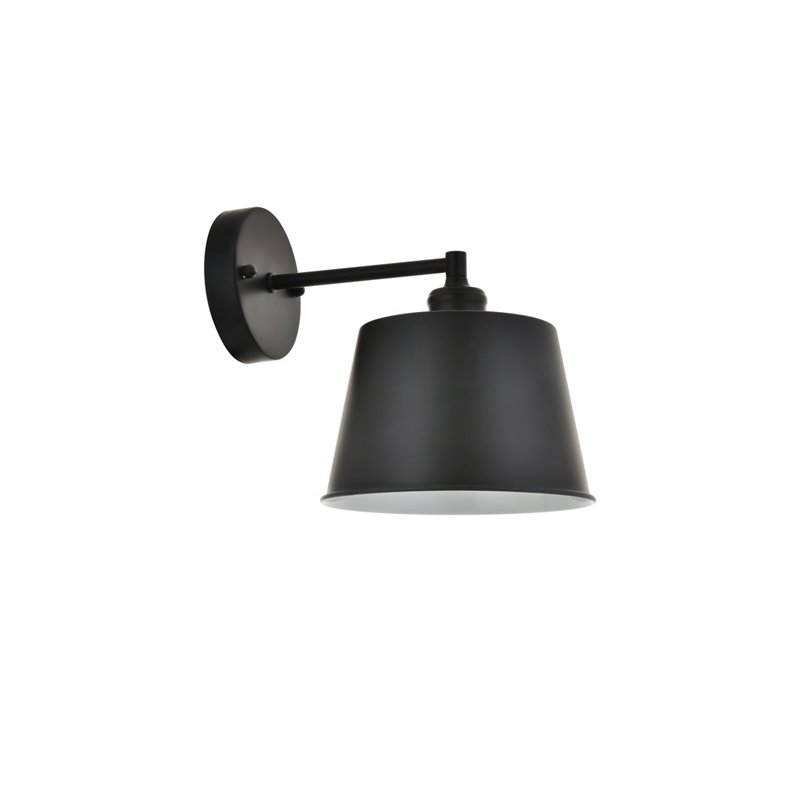 Living District Nota 1-Light Mid-Century Metal Wall Sconce in Black