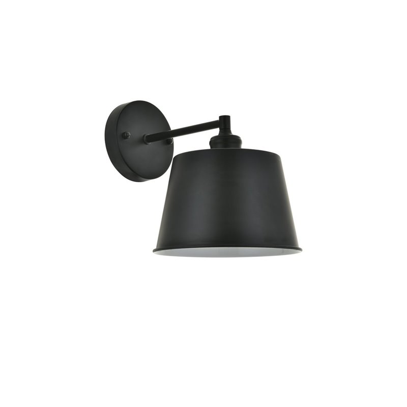 Living District Nota 1-Light Mid-Century Metal Wall Sconce in Black