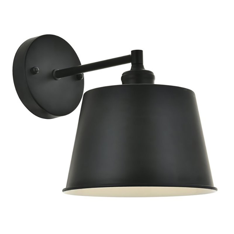 Living District Nota 1-Light Mid-Century Metal Wall Sconce in Black