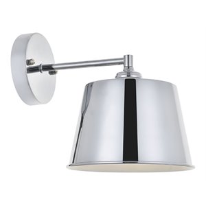 Living District Nota 1-Light Mid-Century Metal Wall Sconce in Chrome Finish