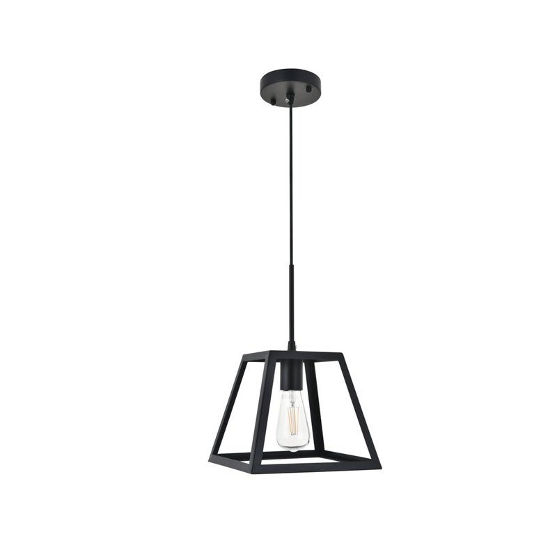 Living District Resolute 1-Light Mid-Century Metal Pendant in Black