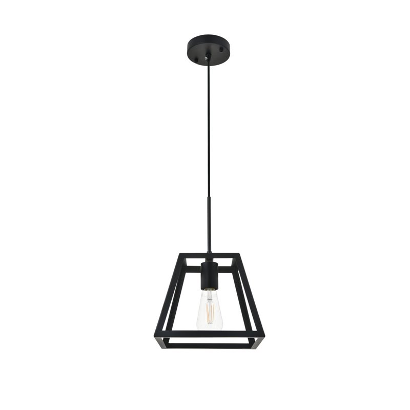 Living District Resolute 1-Light Mid-Century Metal Pendant in Black