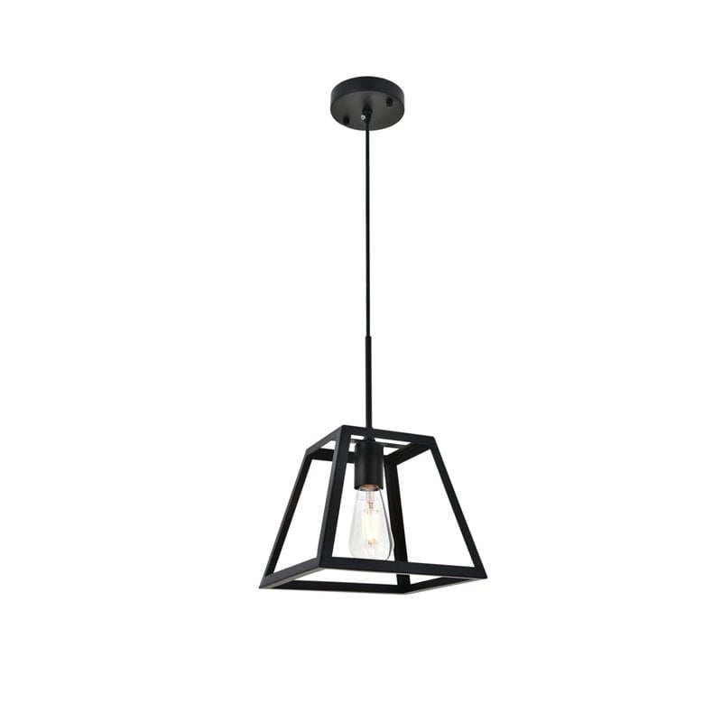 Living District Resolute 1-Light Mid-Century Metal Pendant in Black