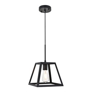 Living District Resolute 1-Light Mid-Century Metal Pendant in Black