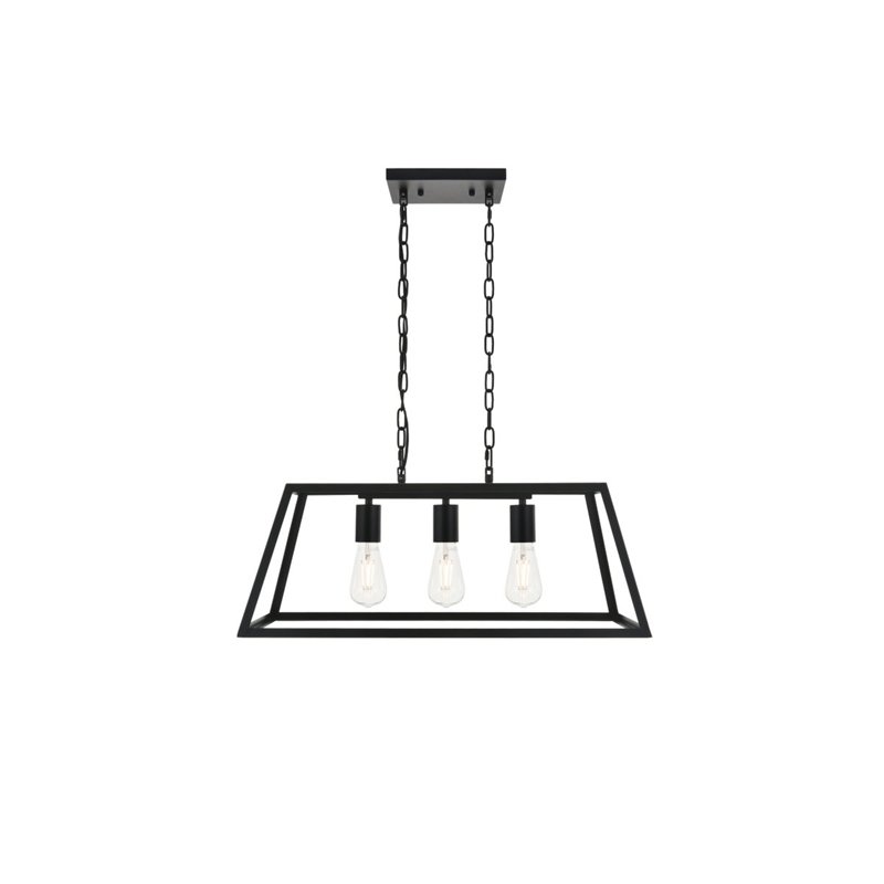 Living District Resolute 3-Light Mid-Century Metal Pendant in Black
