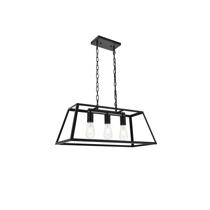 Living District Resolute 3-Light Mid-Century Metal Pendant in Black