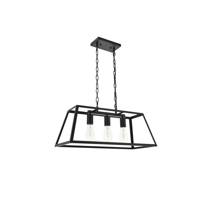 Living District Resolute 3-Light Mid-Century Metal Pendant in Black