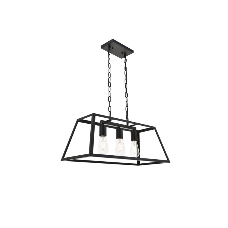 Living District Resolute 3-Light Mid-Century Metal Pendant in Black