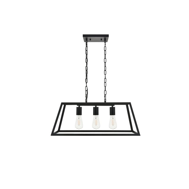 Living District Resolute 3-Light Mid-Century Metal Pendant in Black