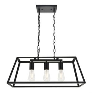 Living District Resolute 3-Light Mid-Century Metal Pendant in Black