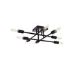 Living District Script 8-Light Mid-Century Metal Flush Mount in Black