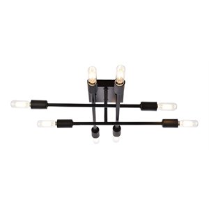 Living District Script 8-Light Mid-Century Metal Flush Mount in Black