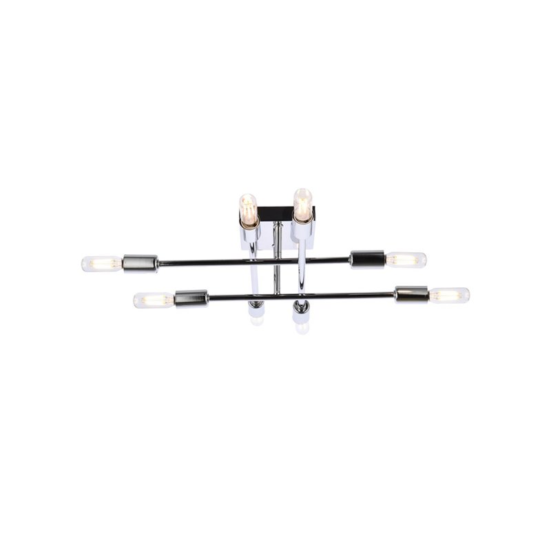 Living District Script 8-Light Mid-Century Metal Flush Mount in Chrome