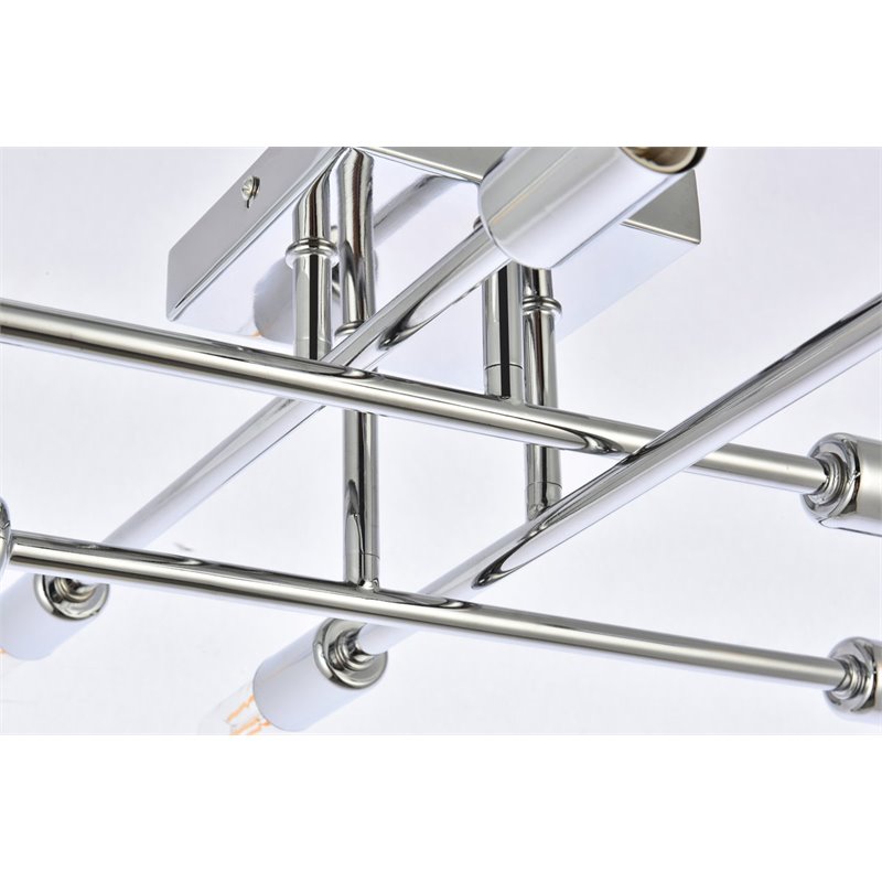Living District Script 8-Light Mid-Century Metal Flush Mount in Chrome