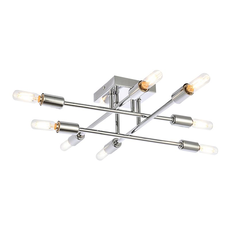 Living District Script 8-Light Mid-Century Metal Flush Mount in Chrome