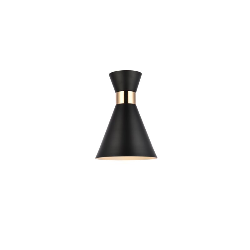 Living District Halycon 1-Light Mid-Century Metal Wall Sconce in Black/Gold