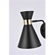 Living District Halycon 1-Light Mid-Century Metal Wall Sconce in Black/Gold
