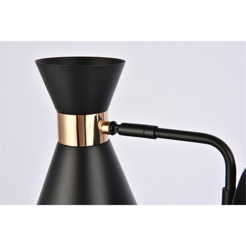 Living District Halycon 1-Light Mid-Century Metal Wall Sconce in Black/Gold