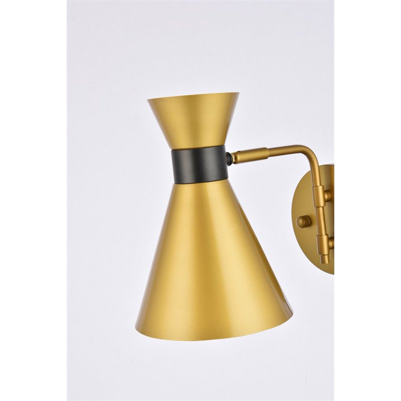 Living District Halycon 1-Light Mid-Century Metal Wall Sconce in Brass and Black