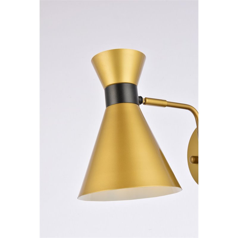 Living District Halycon 1-Light Mid-Century Metal Wall Sconce in Brass and Black