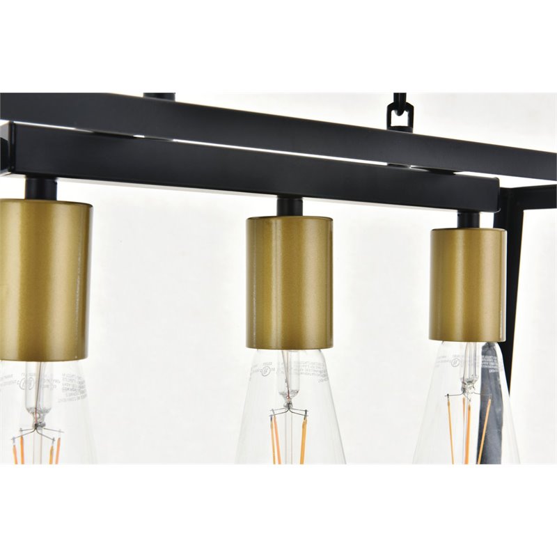 Living District Resolute 3-Light Mid-Century Metal Pendant in Brass and Black