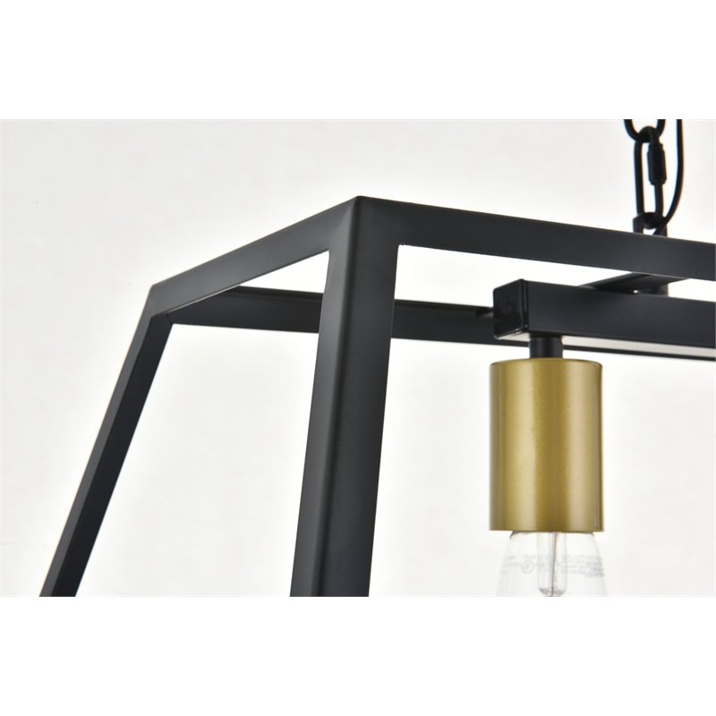 Living District Resolute 3-Light Mid-Century Metal Pendant in Brass and Black